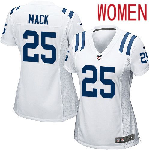 Women Indianapolis Colts #25 Marlon Mack Nike White Game NFL Jersey->women nfl jersey->Women Jersey